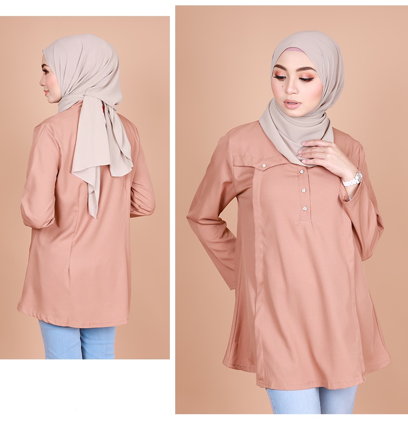 QA-821 FRONT BUTTON BLOUSE KHAKI