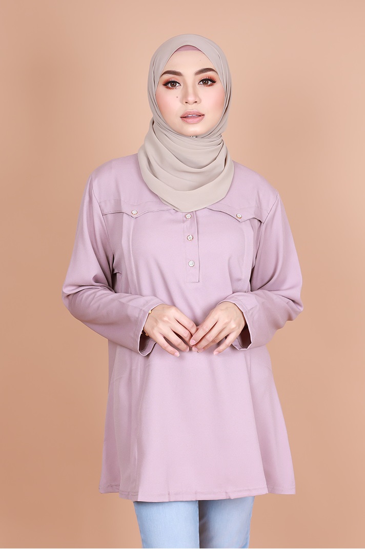 QA-821 FRONT BUTTON BLOUSE LAVENDER