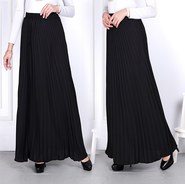 QA-815 PLEATED MAXI SKIRT BLACK