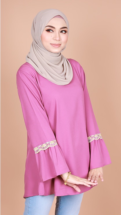 QA-817 MUSLIMAH FLARE BLOUSE HOT PINK