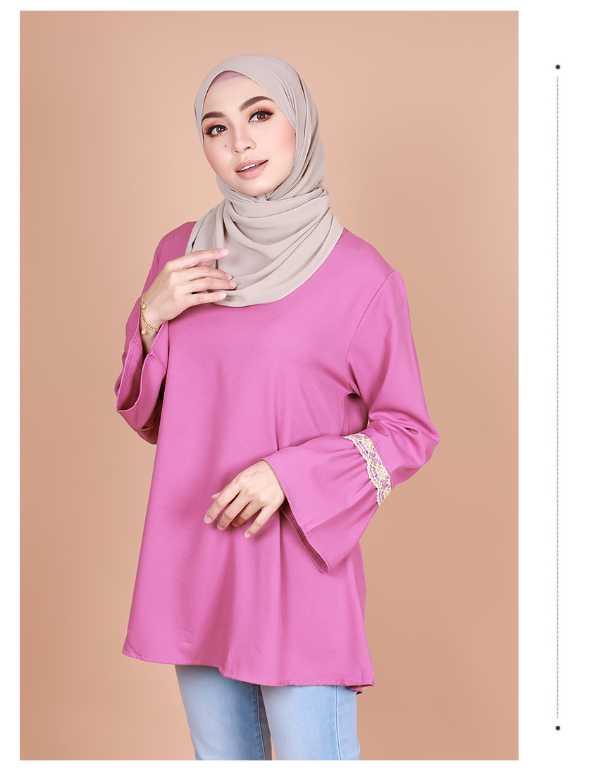 QA-817 MUSLIMAH FLARE BLOUSE HOT PINK