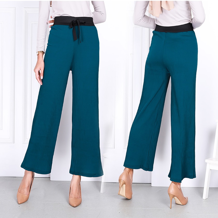 QA-822 TIE STRAIGHT CUTTING PANTS TEAL