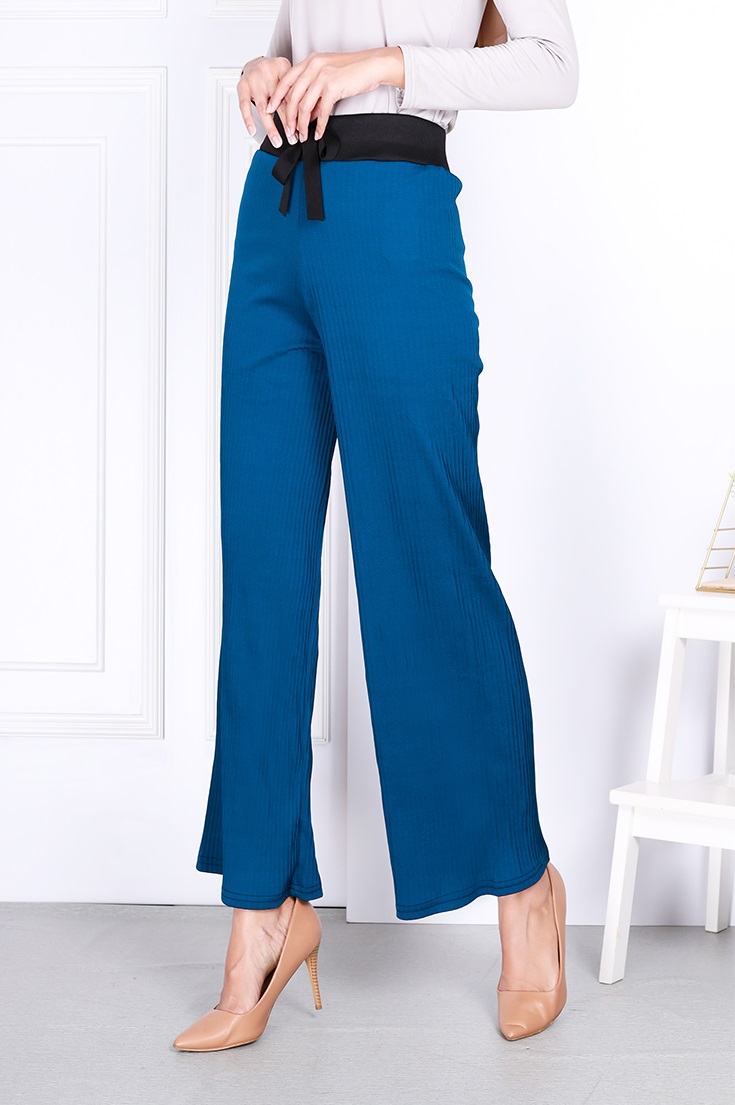 QA-822 TIE STRAIGHT CUTTING PANTS BLUE