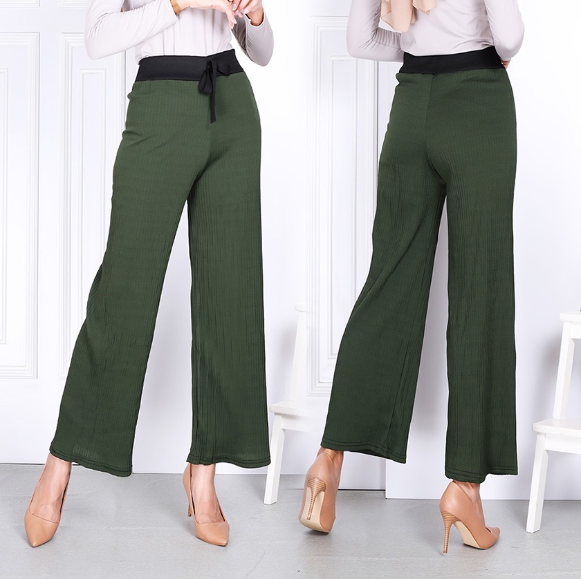QA-822 TIE STRAIGHT CUTTING PANTS GREEN