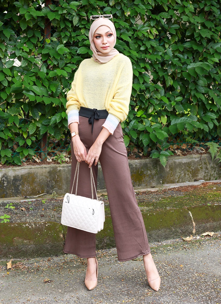 QA-822 TIE STRAIGHT CUTTING PANTS KHAKI