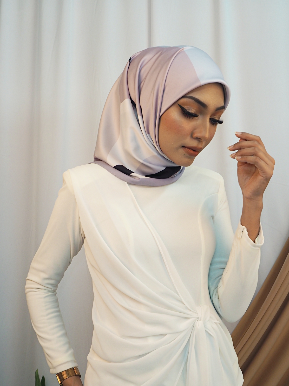 SW5435 Printed (IRONLESS) Chiffon Scarf Lavender