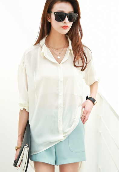 BM71357 Korean Casual Shirt White
