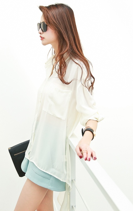 BM71357 Korean Casual Shirt White