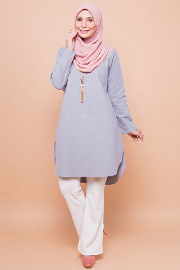 BM71367 Women's Linen Top Blue Blue As Picture