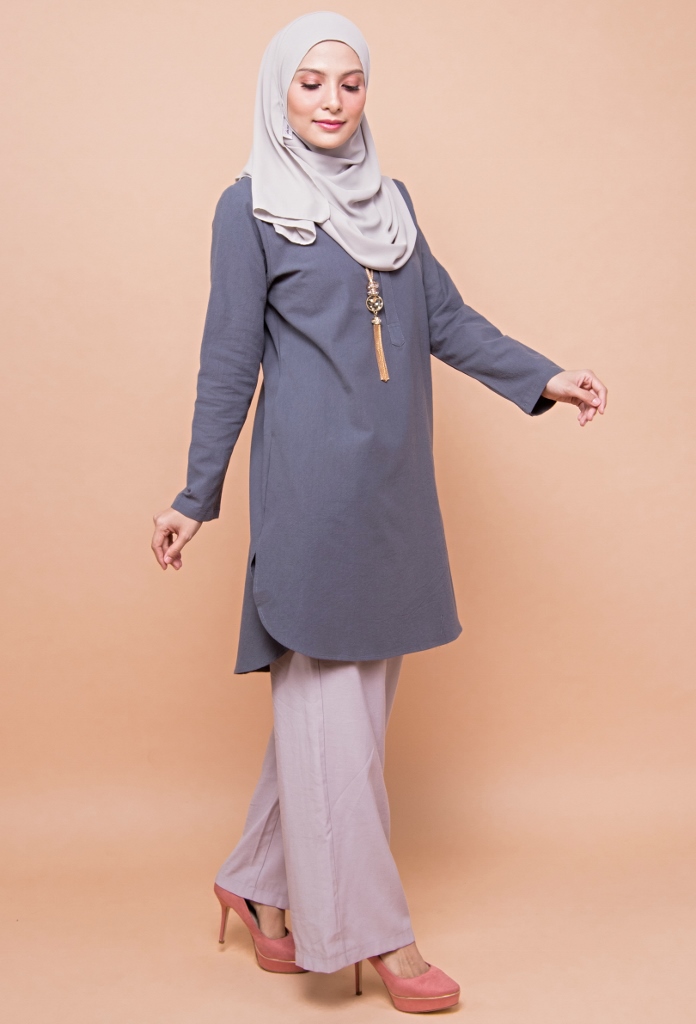 BM71367 Women's Linen Top Blue Green