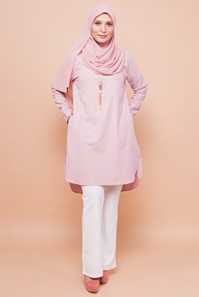 BM71367 Women's Linen Top Dusty Pink
