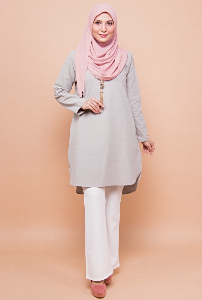 BM71367 Women's Linen Top Grey Mint