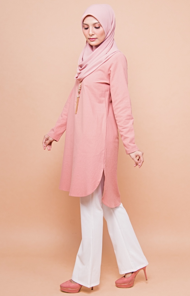 BM71367 Women's Linen Top Peach Pink
