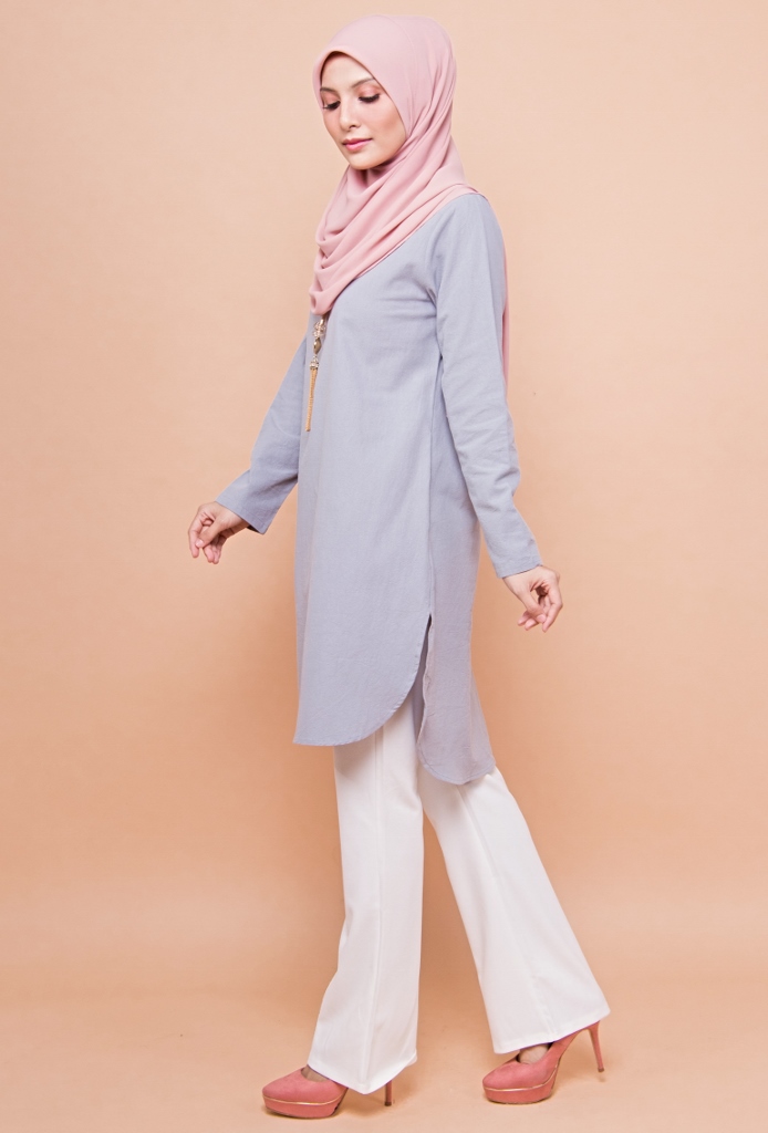 BM71367 Women's Linen Top Blue Blue As Picture