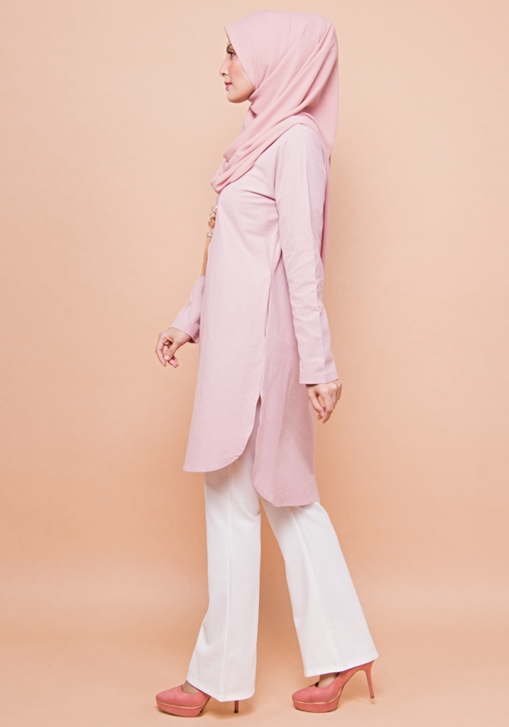 BM71367 Women's Linen Top Dusty Pink