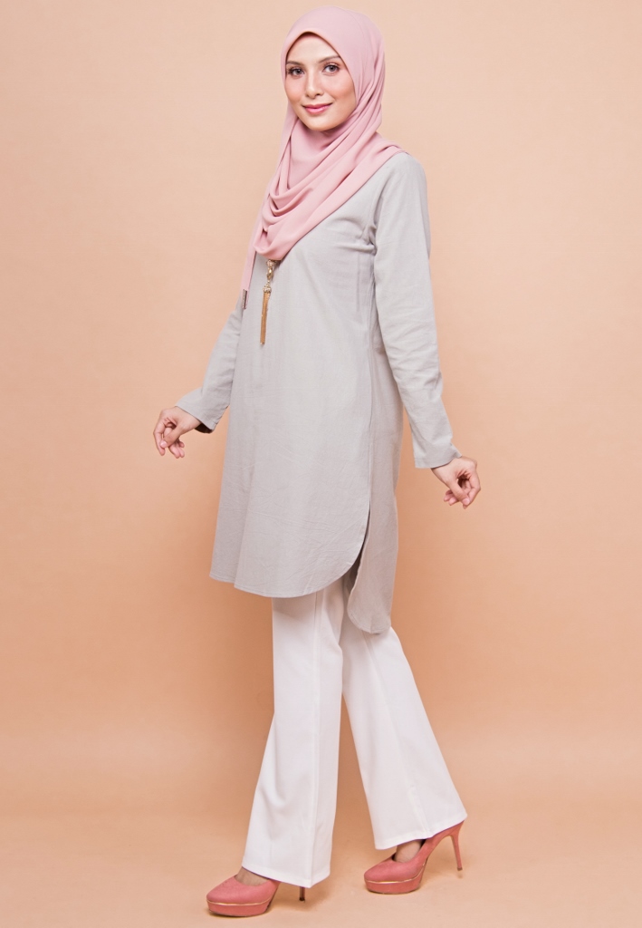 BM71367 Women's Linen Top Grey Mint
