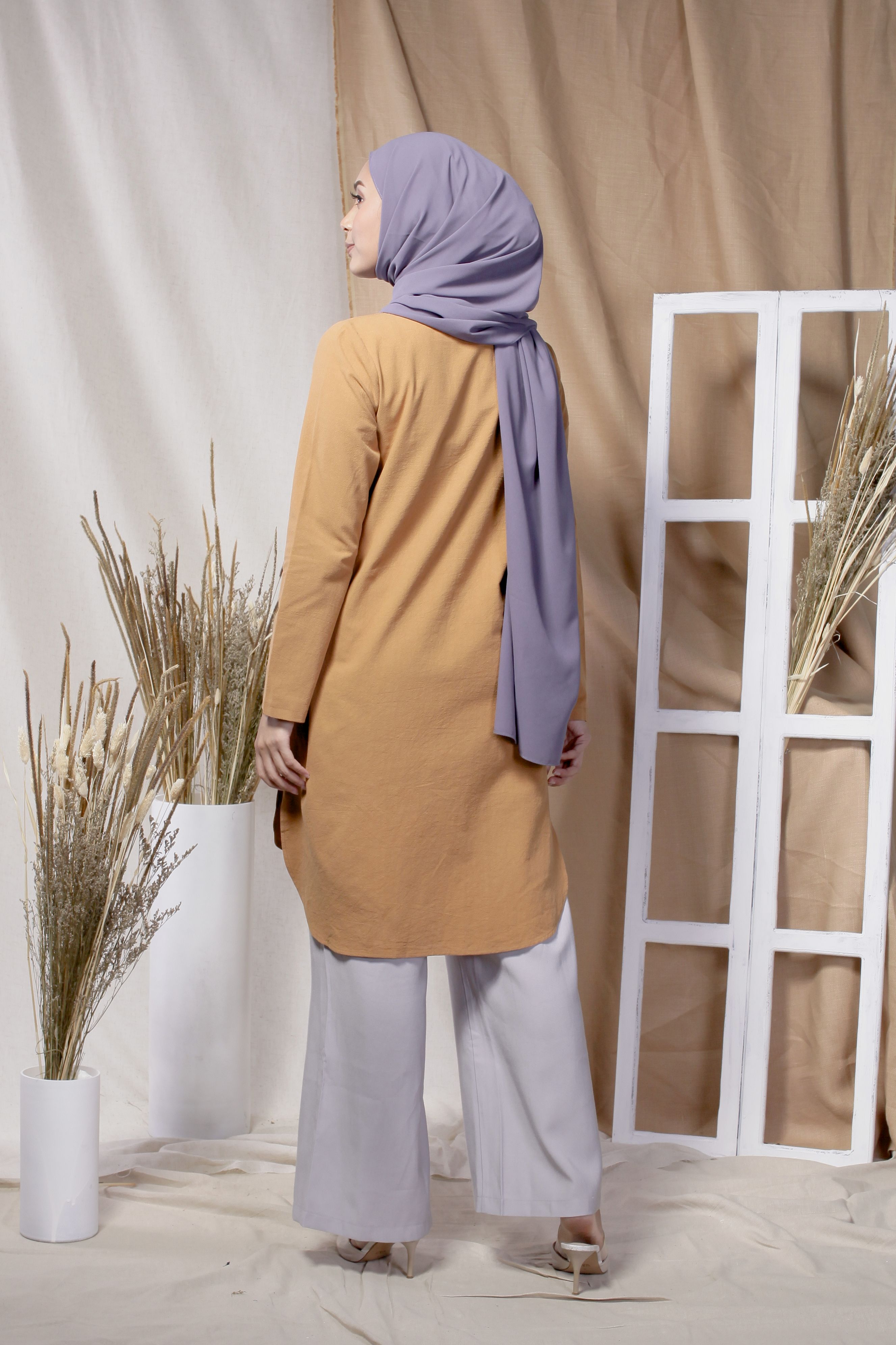 BM71367 Women's Linen Top Mustard