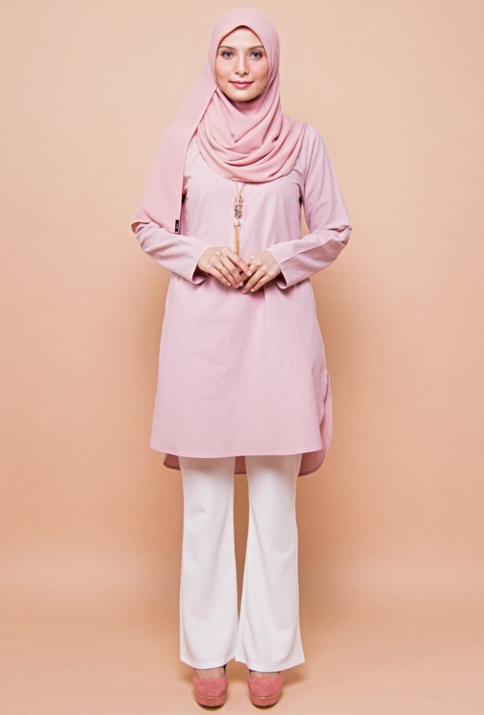 BM71367 Women's Linen Top Dusty Pink