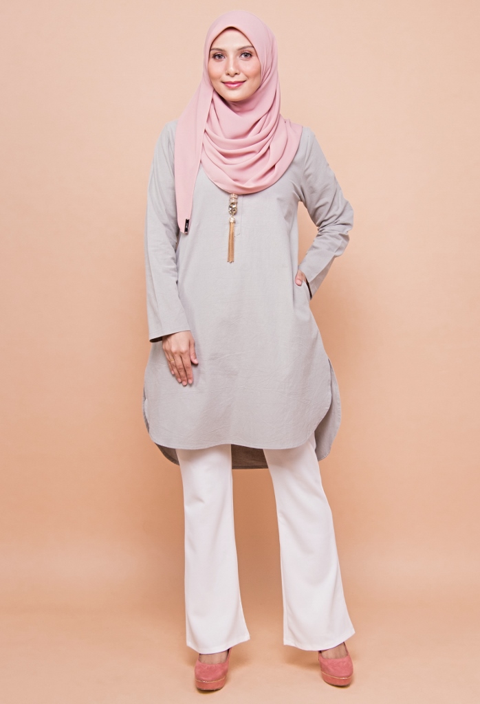 BM71367 Women's Linen Top Grey Mint