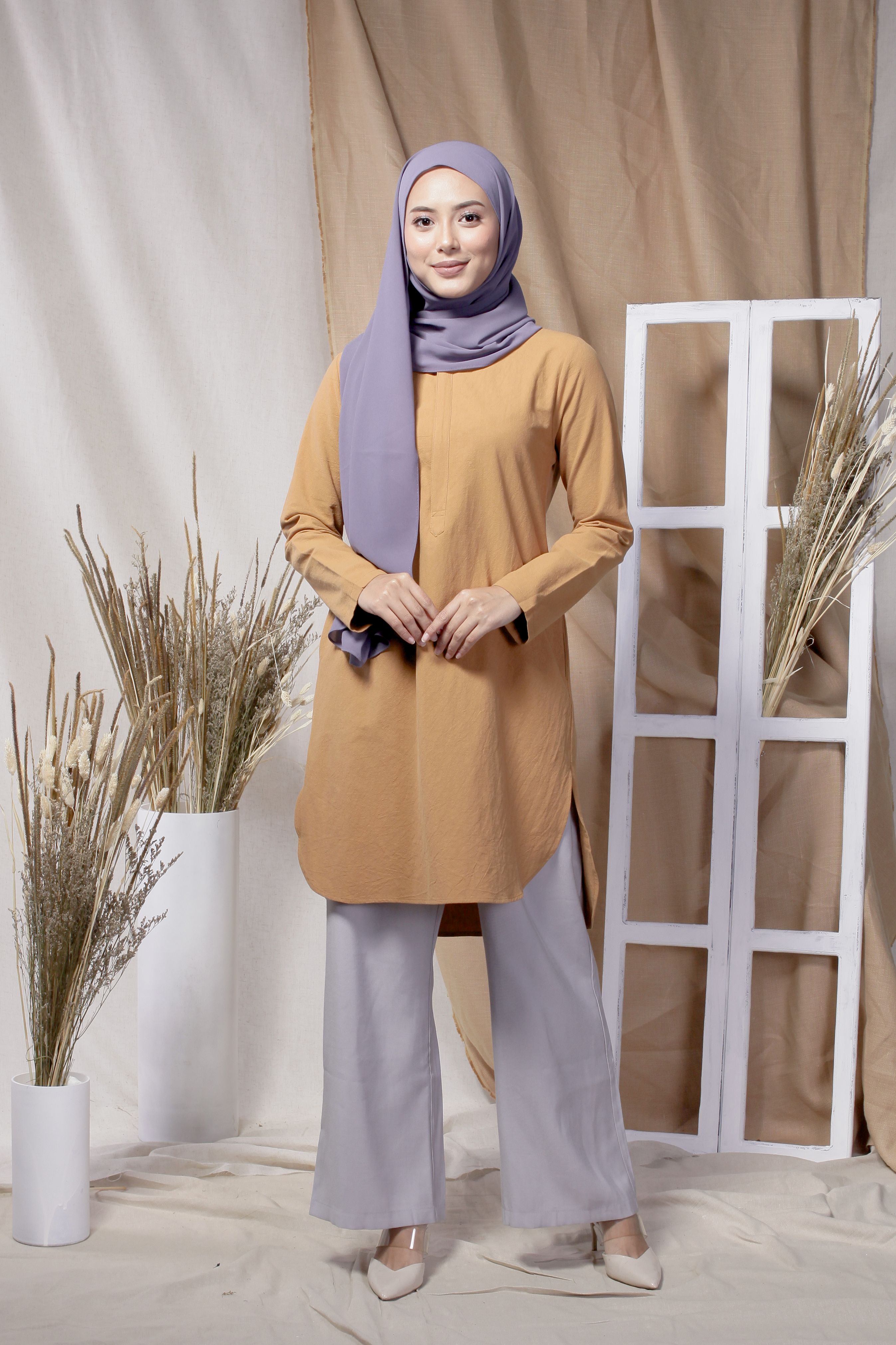 BM71367 Women's Linen Top Mustard