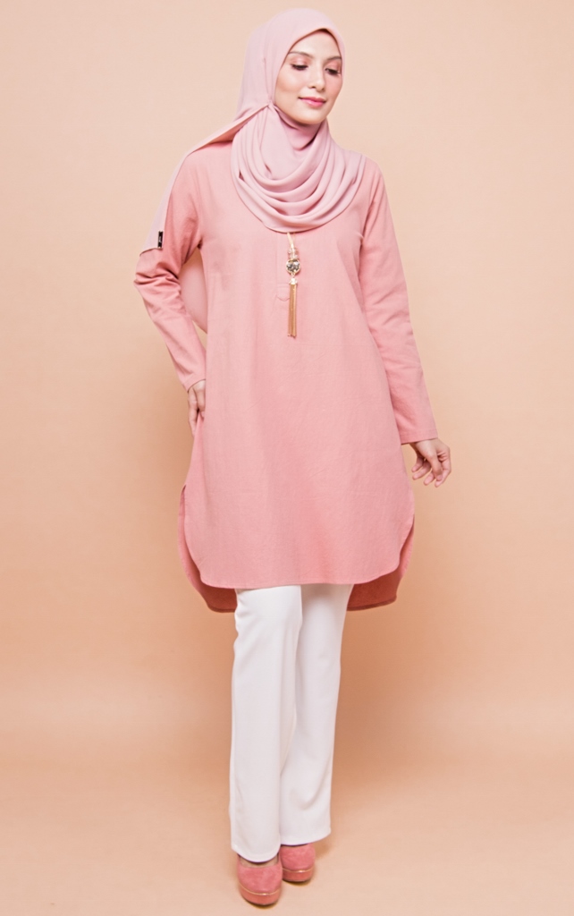 BM71367 Women's Linen Top Peach Pink
