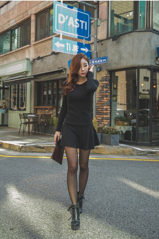 BM71368 Korean Mini Dress Black