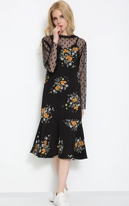 BM71375 Two Piece Sexy Dress Black