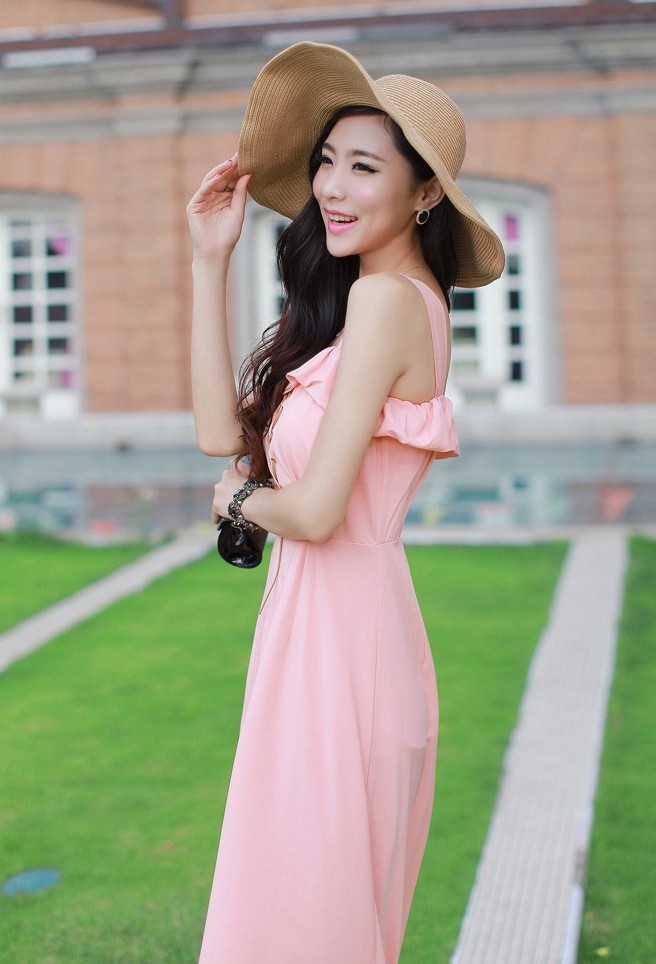 BM71378 Korean Sleeveless Dress Pink
