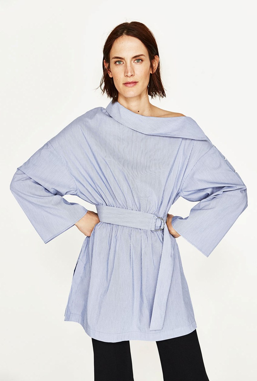 BM71383 Trendy Slash Neck Shirt As Picture