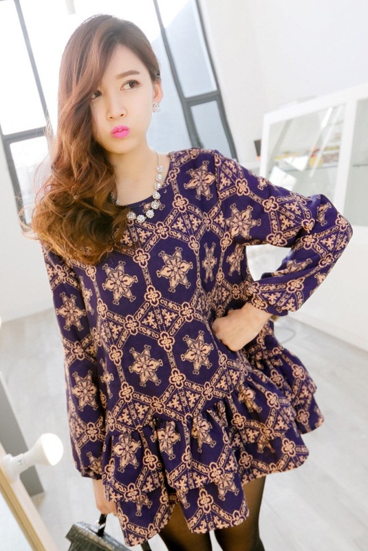 BM71384 Printed Ruffle Mini Dress As Picture