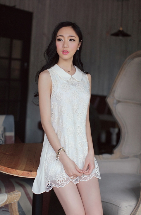 BM71385 Korean Lace Dress White