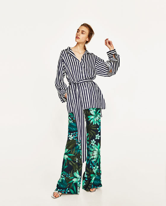 BM71387 Side Slit Button Shirt As Picture