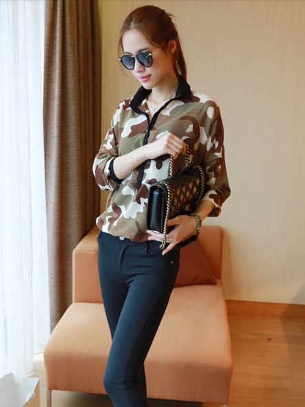 BM71389 Army Printed Top As Picture