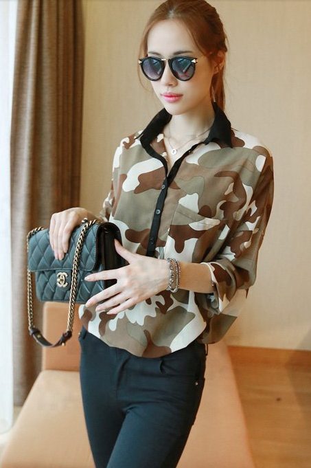 BM71389 Army Printed Top As Picture