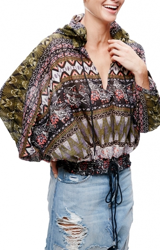 BM71390 Printed Hoodie Shirt Green