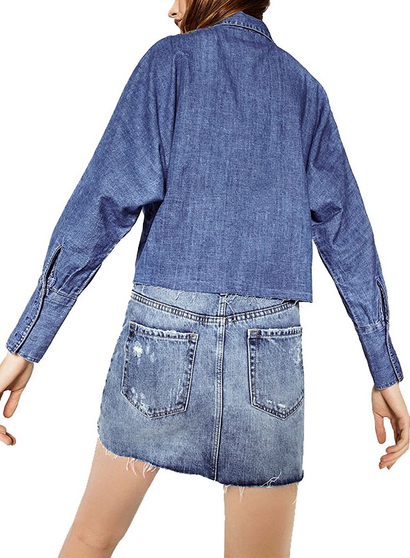 BM71392 Denim Button Shirt As Picture