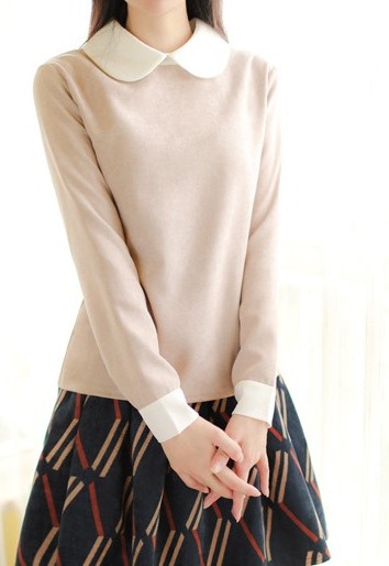 BM71396 Collared Women's Top Almond