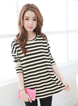 BM71397 Stripe Tie Back Shirt As Picture