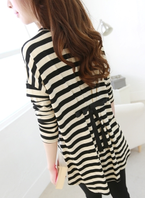 BM71397 Stripe Tie Back Shirt As Picture