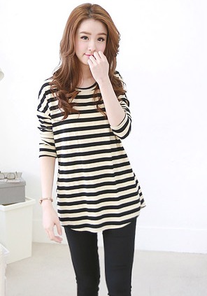 BM71397 Stripe Tie Back Shirt As Picture