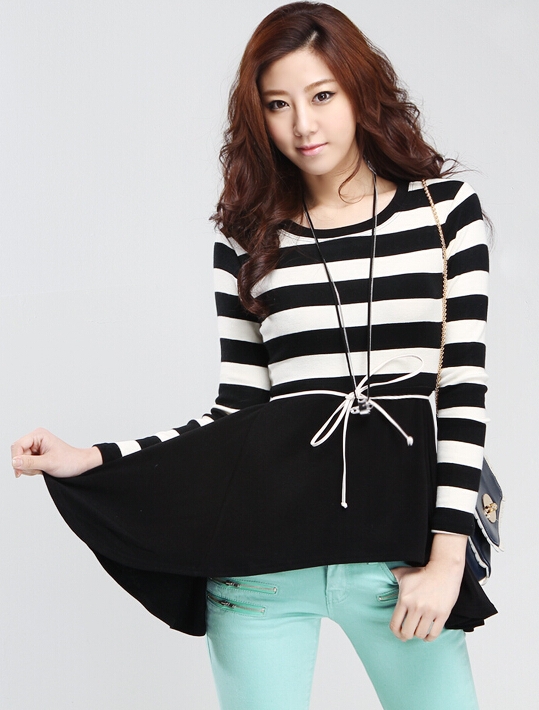 BM71401 Stripe Flare Top As Picture
