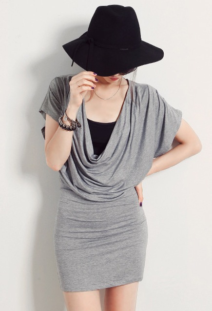 BM71412 Casual Sexy Dress Grey