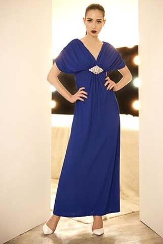 BM71423 Deep V Dress Blue