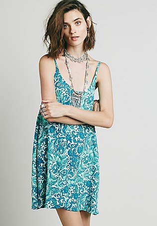 BM71424 Printed Sleeveless Dress Turquoise