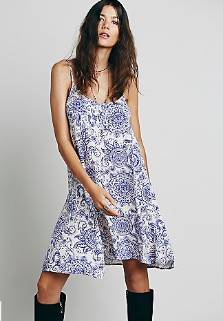 BM71424 Printed Sleeveless Dress Blue