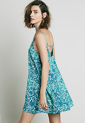 BM71424 Printed Sleeveless Dress Turquoise