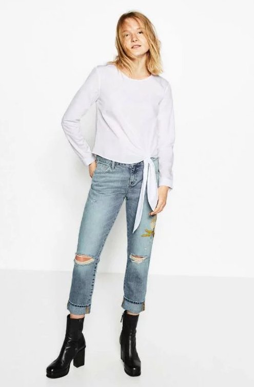 BM71429 Embroidery Knot Top As Picture