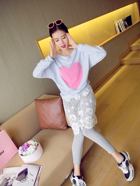 BM71431 Love Print Top Blue