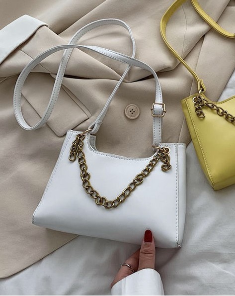 KW80905 Chain Sling Handbag White