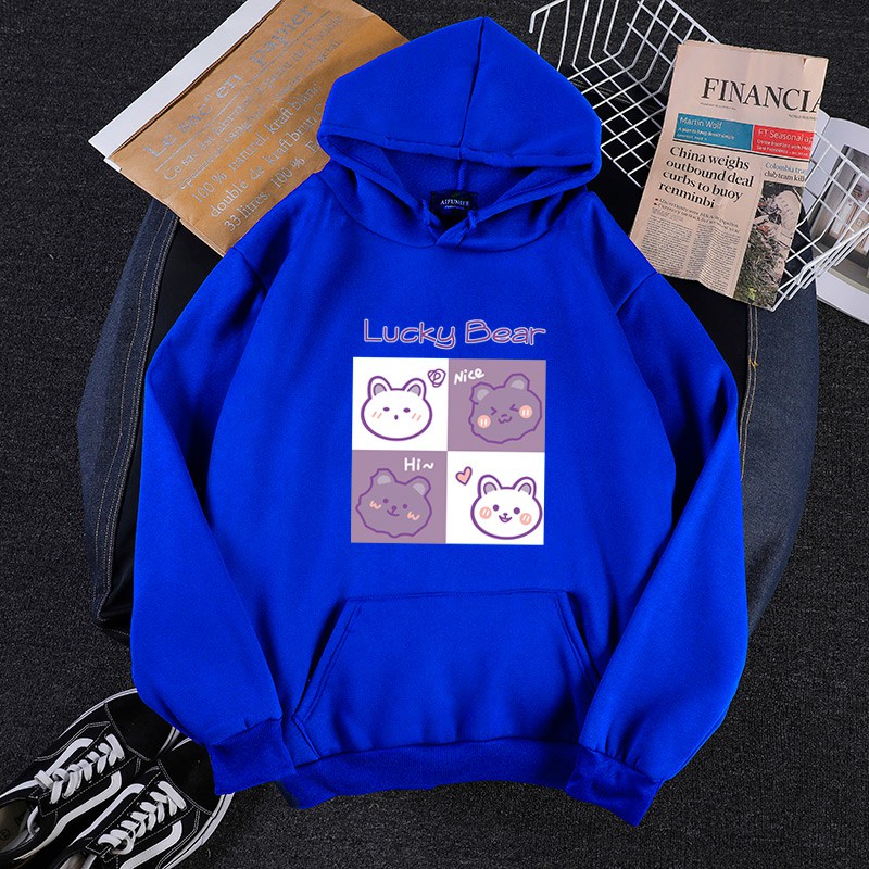 KW80914 Bear Blouse Women's Hoodie Blue